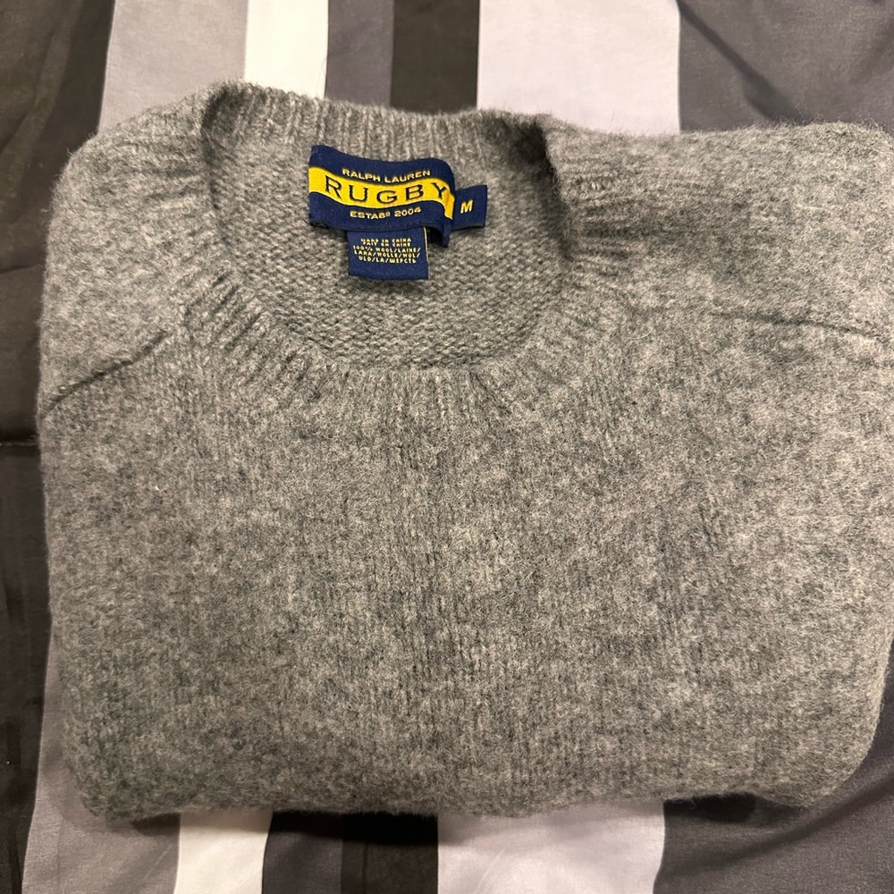 NWOT Vintage Polo Ralph Lauren Suede Elbow Patch Brushed Knitted Wool Sweater